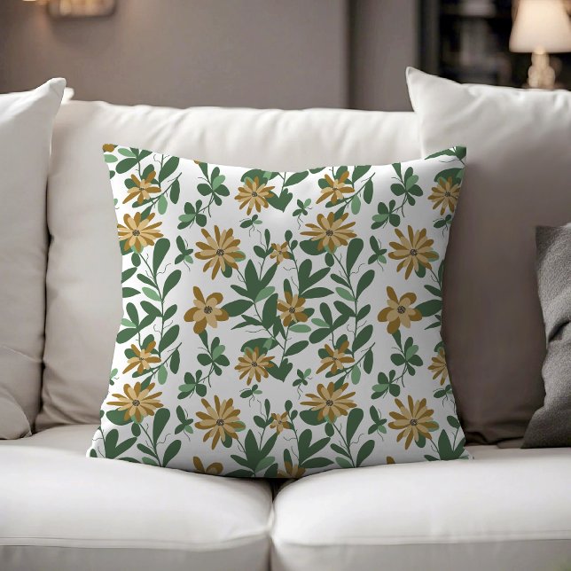 Floral Pattern Design 278 Green Orange Cushion (Creator Uploaded)