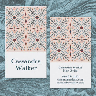 Floral Pattern Dolores Tiles Pink Business Card