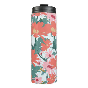 Floral Pattern Drawing Elegant Decorative Flowers Thermal Tumbler