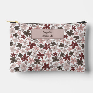 Floral Pattern Fall Colours Text and Name Accessory Pouch