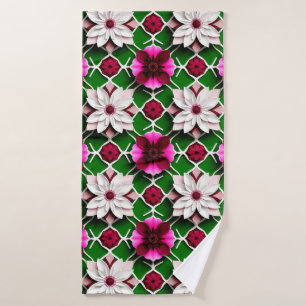 Floral Pattern Featuring Colourful Flowers Bath Towel