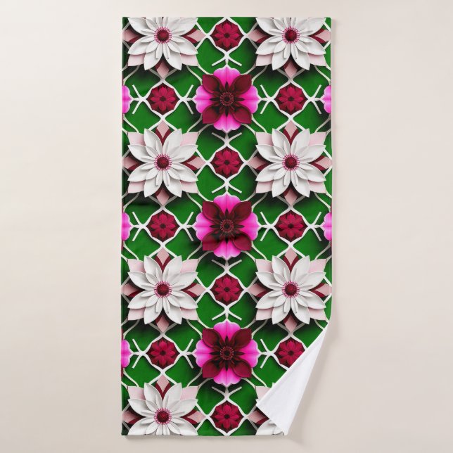Floral Pattern Featuring Colourful Flowers Bath Towel (Bath Towel)