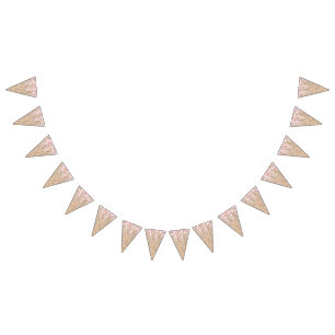 Floral pattern featuring vibrant red flowers, soft bunting 