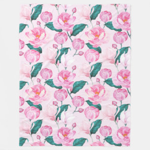 Floral pattern fleece blanket