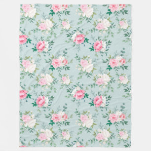 Floral pattern fleece blanket