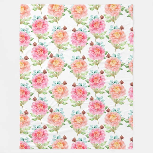 Floral pattern fleece blanket (Front)
