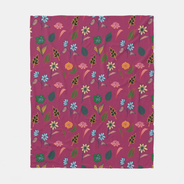 Floral Pattern Fleece Blanket (Front)