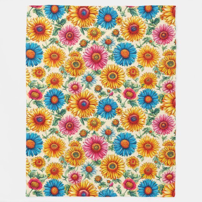 Floral pattern fleece blanket (Front)