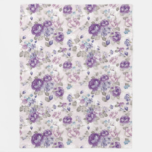 Floral pattern fleece blanket