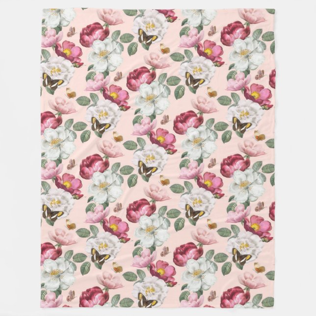 Floral pattern fleece blanket (Front)