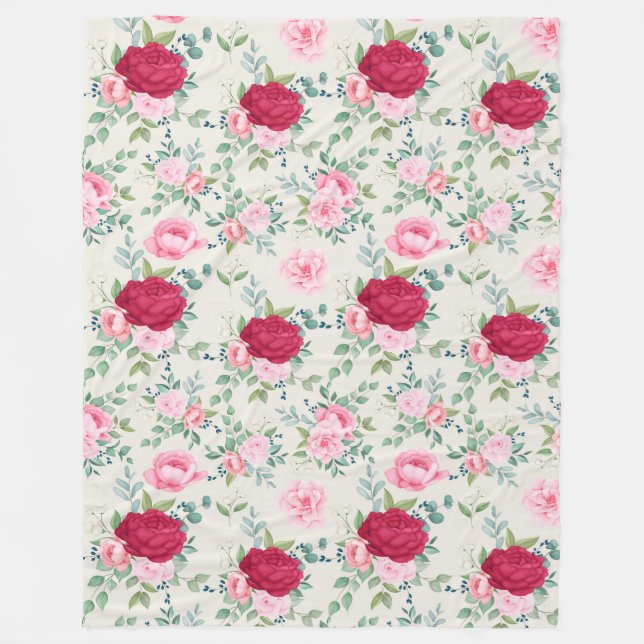 Floral pattern fleece blanket (Front)