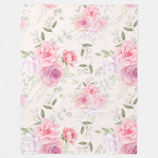 Floral pattern fleece blanket (Front)