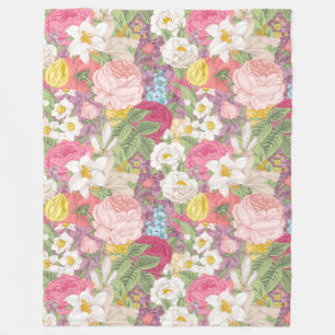 Floral pattern fleece blanket