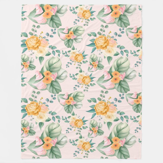 Floral pattern fleece blanket (Front)