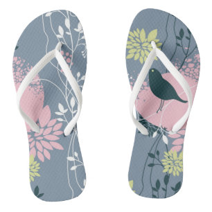 Floral Pattern Flip Flops
