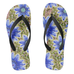 Floral Pattern Flip Flops