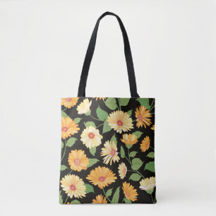 Floral pattern. Flower marigold seamless backgroun Tote Bag
