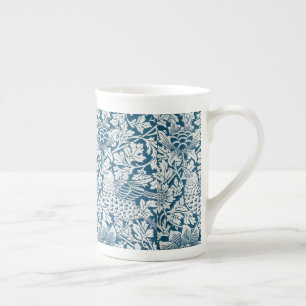 Floral Pattern Flowers Leaves Birds Blue Bone China Mug