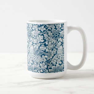 Floral Pattern Flowers Leaves Birds Blue Coffee Mug