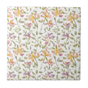 Floral Pattern Freesia Flowers Tile