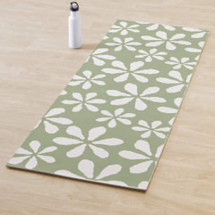 Floral Pattern Girly Sage Green Botanical Flower Yoga Mat