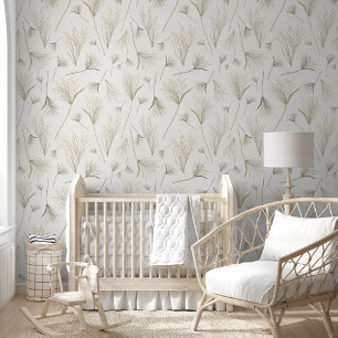 Floral Pattern Gold And Grey Wallpaper