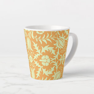 Floral Pattern, gold and pastel yellow design, Latte Mug