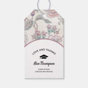 Floral Pattern Graduation Thank You Gift Tags