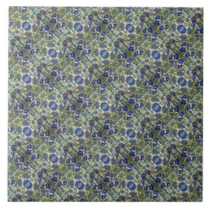 Floral Pattern green blue Tile