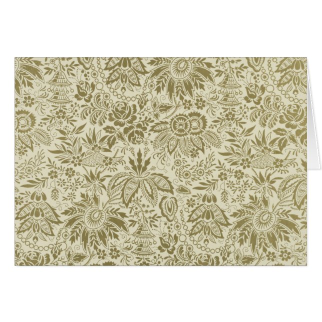 Floral Pattern Green Sage Antique Damask (Front Horizontal)