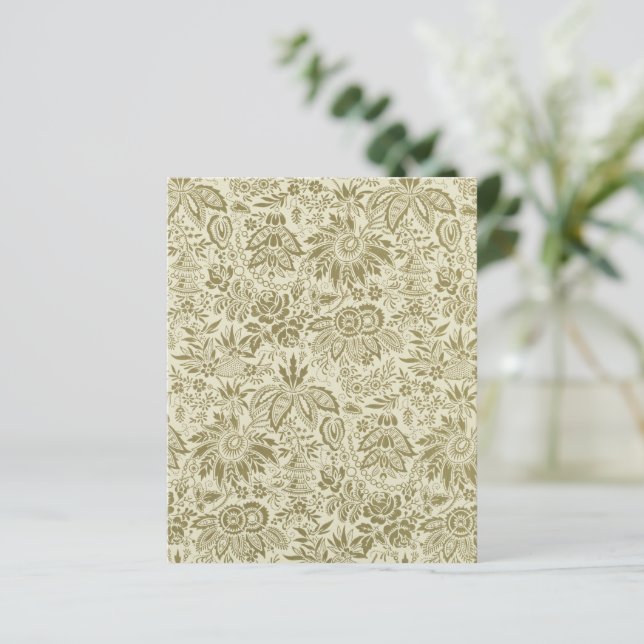 Floral Pattern Green Sage Antique Damask (Standing Front)