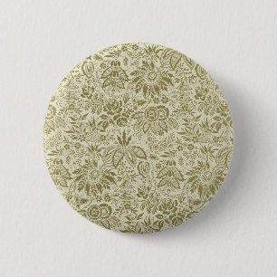Floral Pattern Green Sage Antique Damask 6 Cm Round Badge