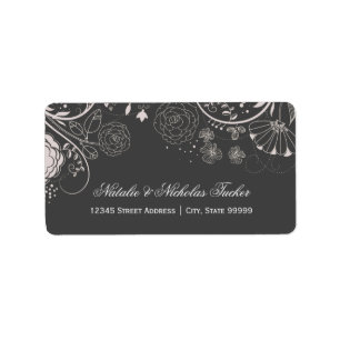 Floral Pattern Grey/White - Address Labels
