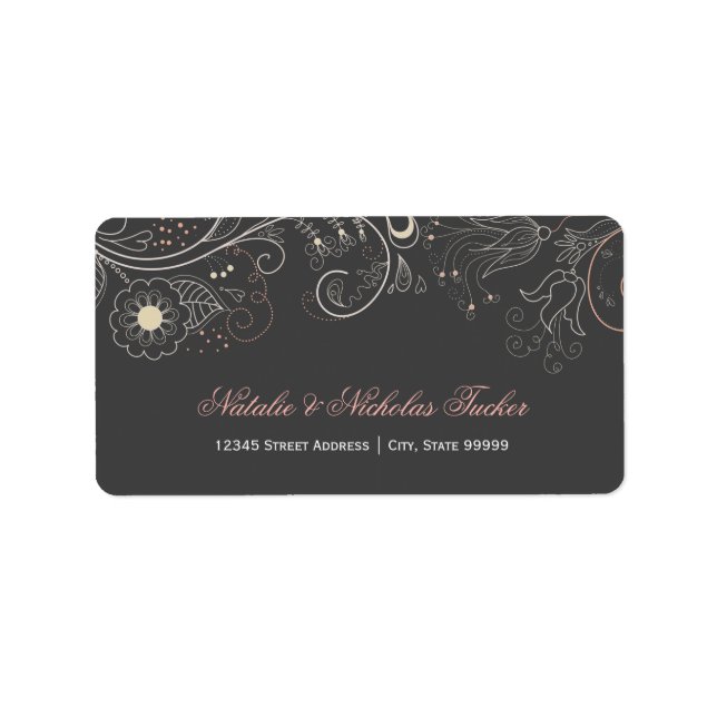 Floral Pattern Grey with Tulip - Address Labels (Front)