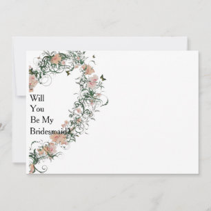 Floral Pattern Heart Will You Be My Bridesmaid Inv Invitation