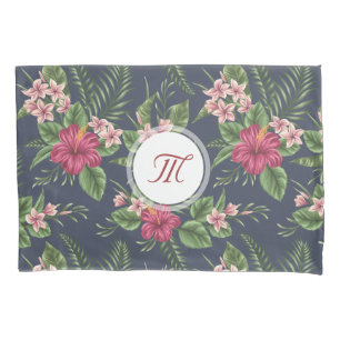 Floral Pattern Hibiscus Monogram Pillow Case