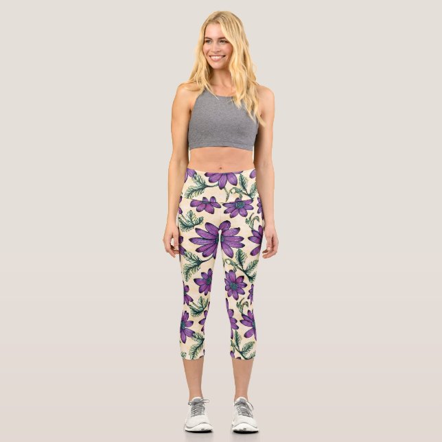 Floral Pattern I Capri Leggings (Front)