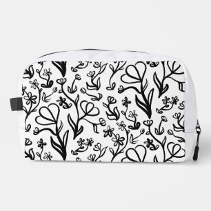 Floral Pattern in Black and White Dopp Kit