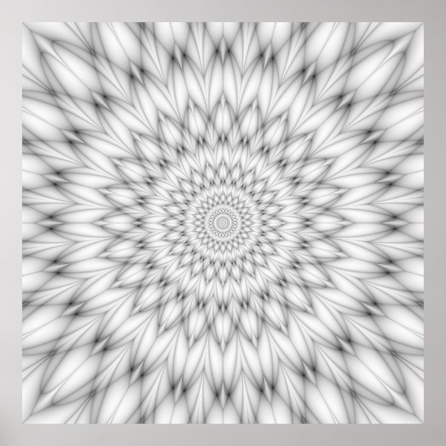 Floral Pattern in Black and White Poster (Front)