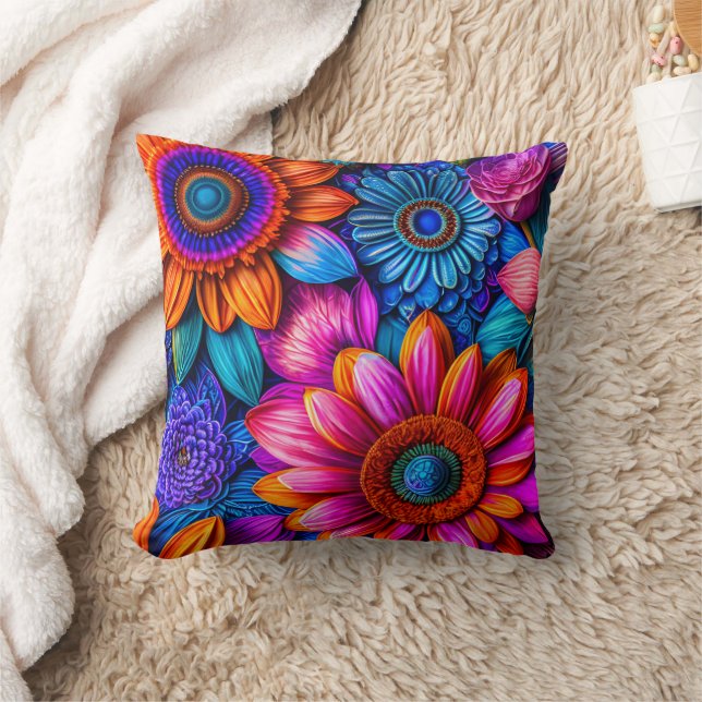 Floral pattern in boho style cushion (Blanket)