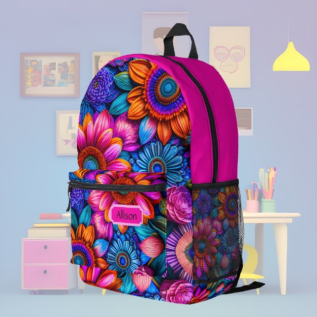 Floral pattern in boho style, custom  printed backpack (Creator Uploaded)