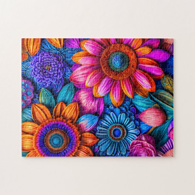 Floral pattern in boho style -   jigsaw puzzle (Horizontal)