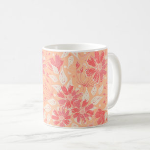 Floral pattern in fashionable peach shades coffee mug
