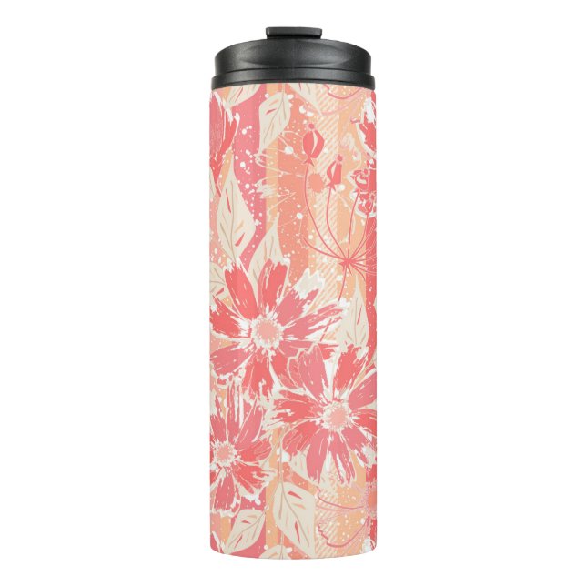 Floral pattern in fashionable peach shades thermal tumbler (Front)
