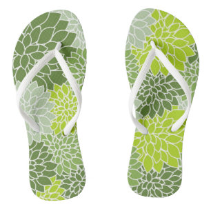 FLORAL PATTERN IN GREEN FLIP FLOPS