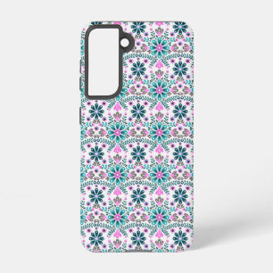 Floral Pattern in Hibiscus and Turquoise Samsung Galaxy Case