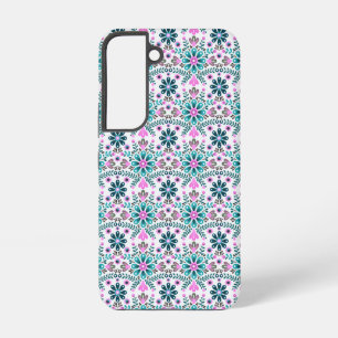 Floral Pattern in Hibiscus and Turquoise Samsung Galaxy Case