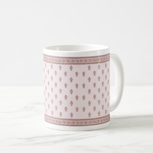Floral Pattern In Mushroom Pink Coffee Mug (Front Right)