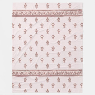 Floral Pattern In Mushroom Pink Fleece Blanket