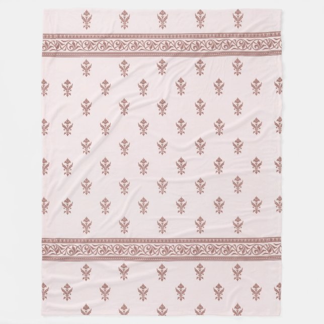 Floral Pattern In Mushroom Pink Fleece Blanket (Front)